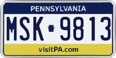 PA license plate MSK9813