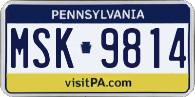 PA license plate MSK9814