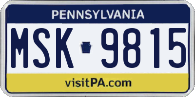 PA license plate MSK9815