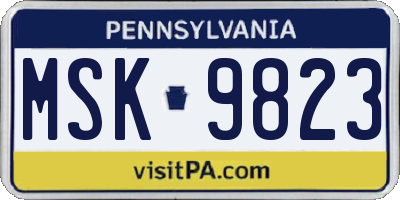 PA license plate MSK9823