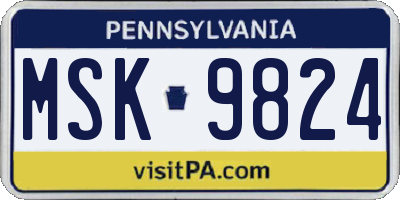 PA license plate MSK9824