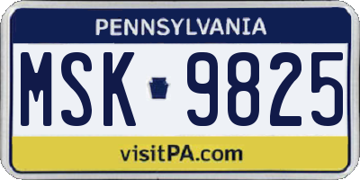 PA license plate MSK9825