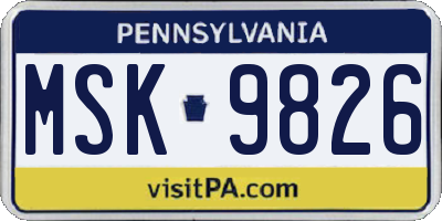 PA license plate MSK9826