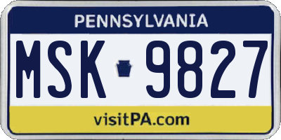 PA license plate MSK9827