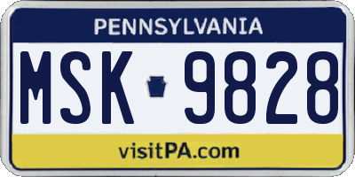 PA license plate MSK9828