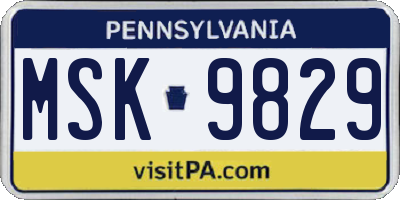 PA license plate MSK9829