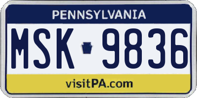PA license plate MSK9836