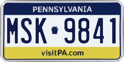 PA license plate MSK9841