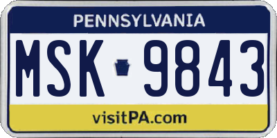 PA license plate MSK9843
