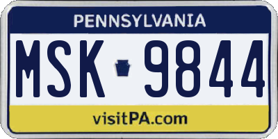 PA license plate MSK9844
