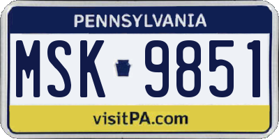 PA license plate MSK9851