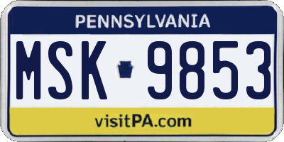 PA license plate MSK9853