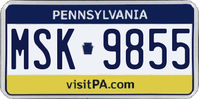 PA license plate MSK9855