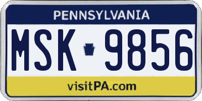 PA license plate MSK9856