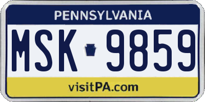 PA license plate MSK9859