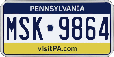 PA license plate MSK9864