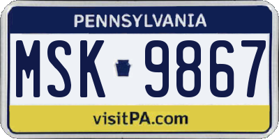 PA license plate MSK9867