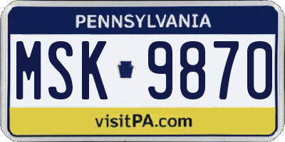 PA license plate MSK9870