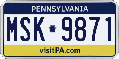 PA license plate MSK9871