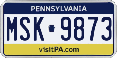 PA license plate MSK9873