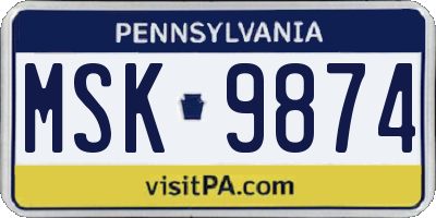 PA license plate MSK9874