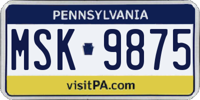 PA license plate MSK9875