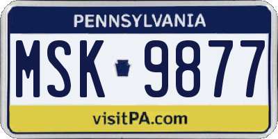 PA license plate MSK9877