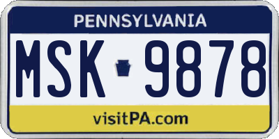 PA license plate MSK9878