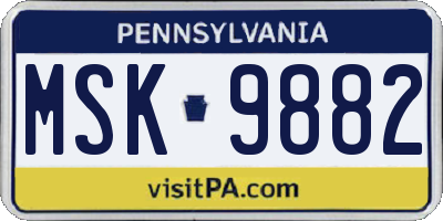 PA license plate MSK9882