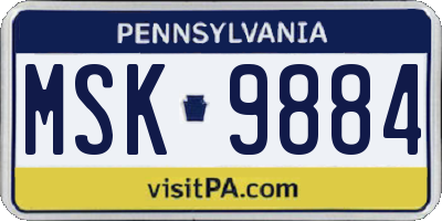 PA license plate MSK9884