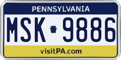 PA license plate MSK9886