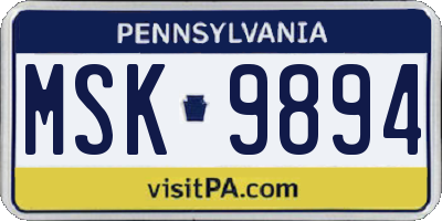 PA license plate MSK9894