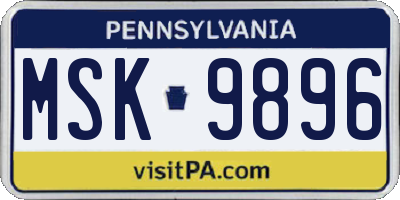 PA license plate MSK9896
