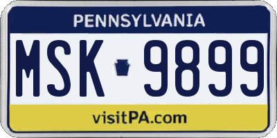 PA license plate MSK9899
