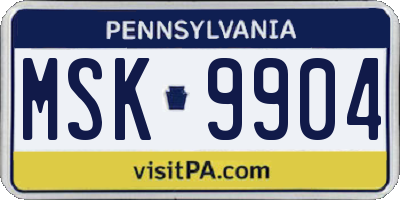 PA license plate MSK9904