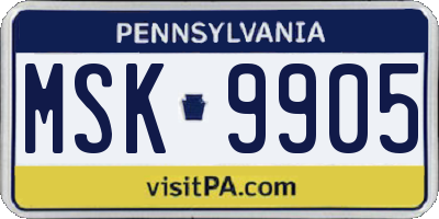 PA license plate MSK9905