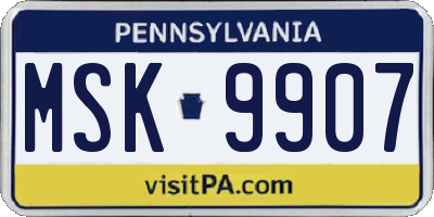 PA license plate MSK9907