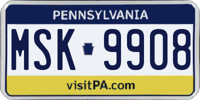 PA license plate MSK9908