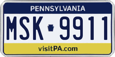PA license plate MSK9911