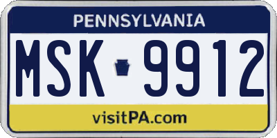 PA license plate MSK9912