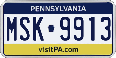 PA license plate MSK9913
