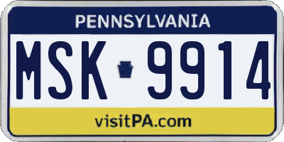 PA license plate MSK9914