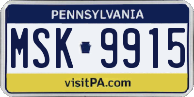 PA license plate MSK9915