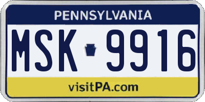 PA license plate MSK9916