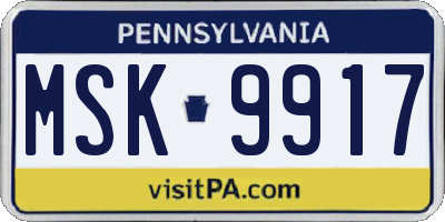PA license plate MSK9917