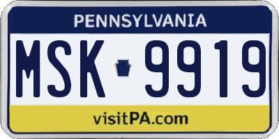 PA license plate MSK9919