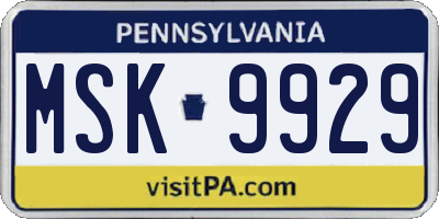 PA license plate MSK9929