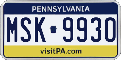 PA license plate MSK9930