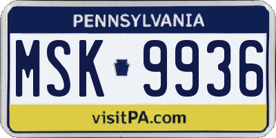 PA license plate MSK9936