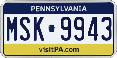 PA license plate MSK9943
